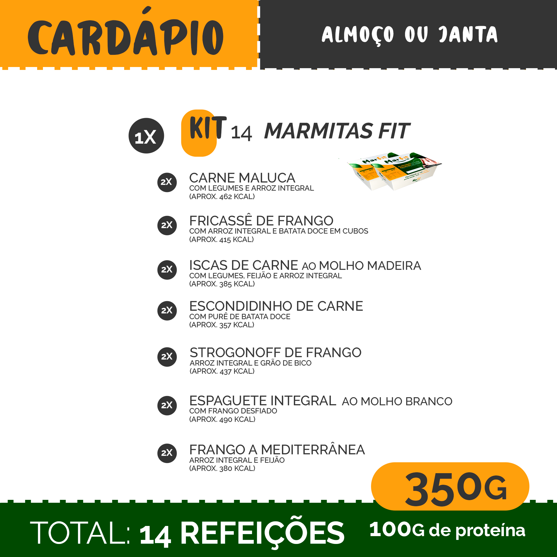 Kit Almoço Dia a Dia 14 DIas - 350G