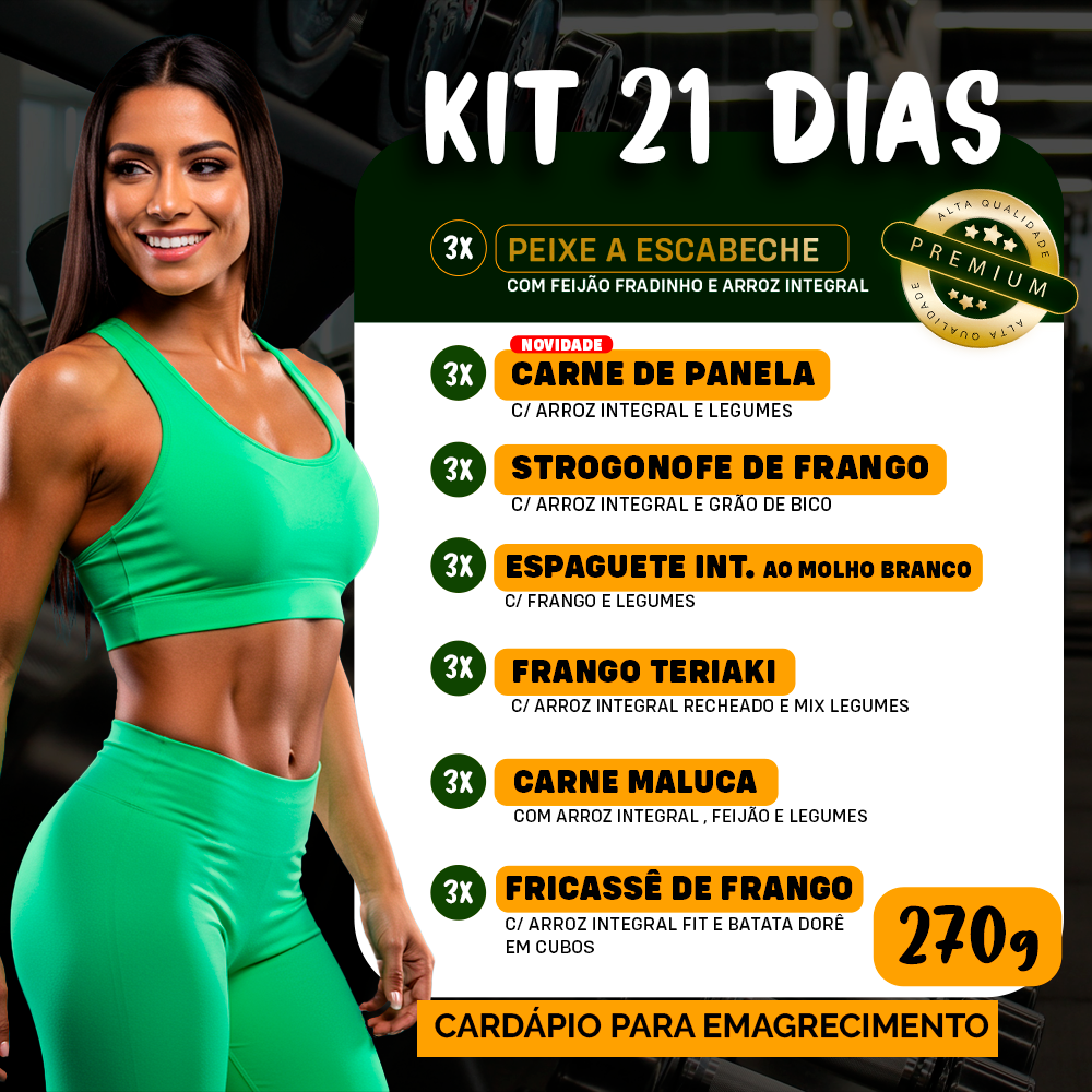 Kit Marmitas Fitness Almoço Emagrecimento 21 DIas