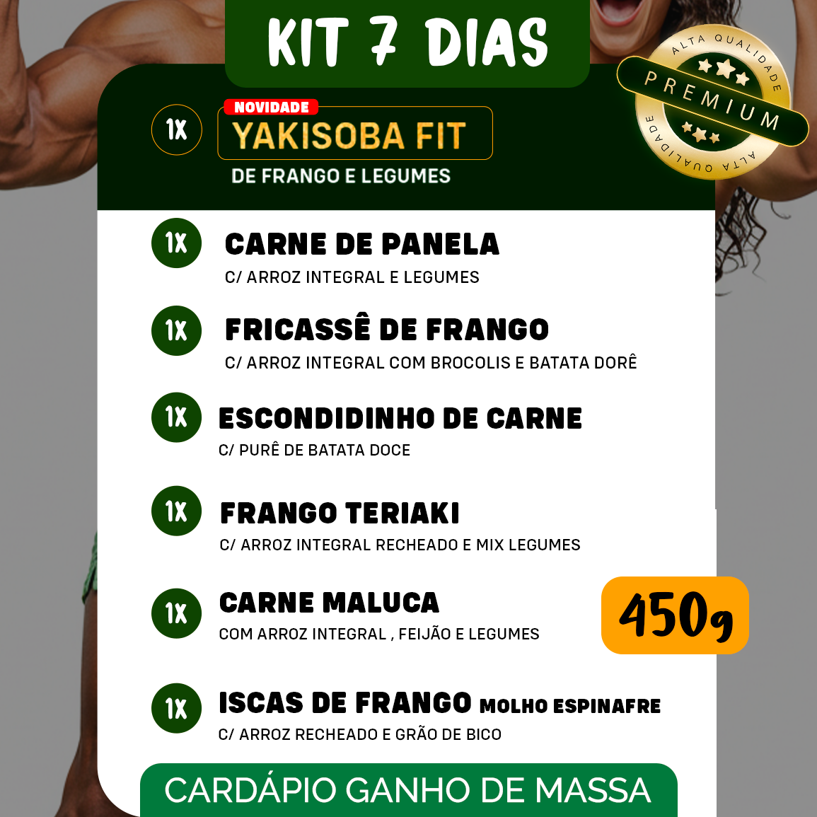 Kit Marmitas Fitness Almoço Turbinado 7 Dias - 450g