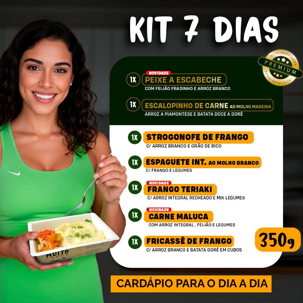 Kit Marmitas Fitness Almoço Dia a Dia 7 DIas- 350G