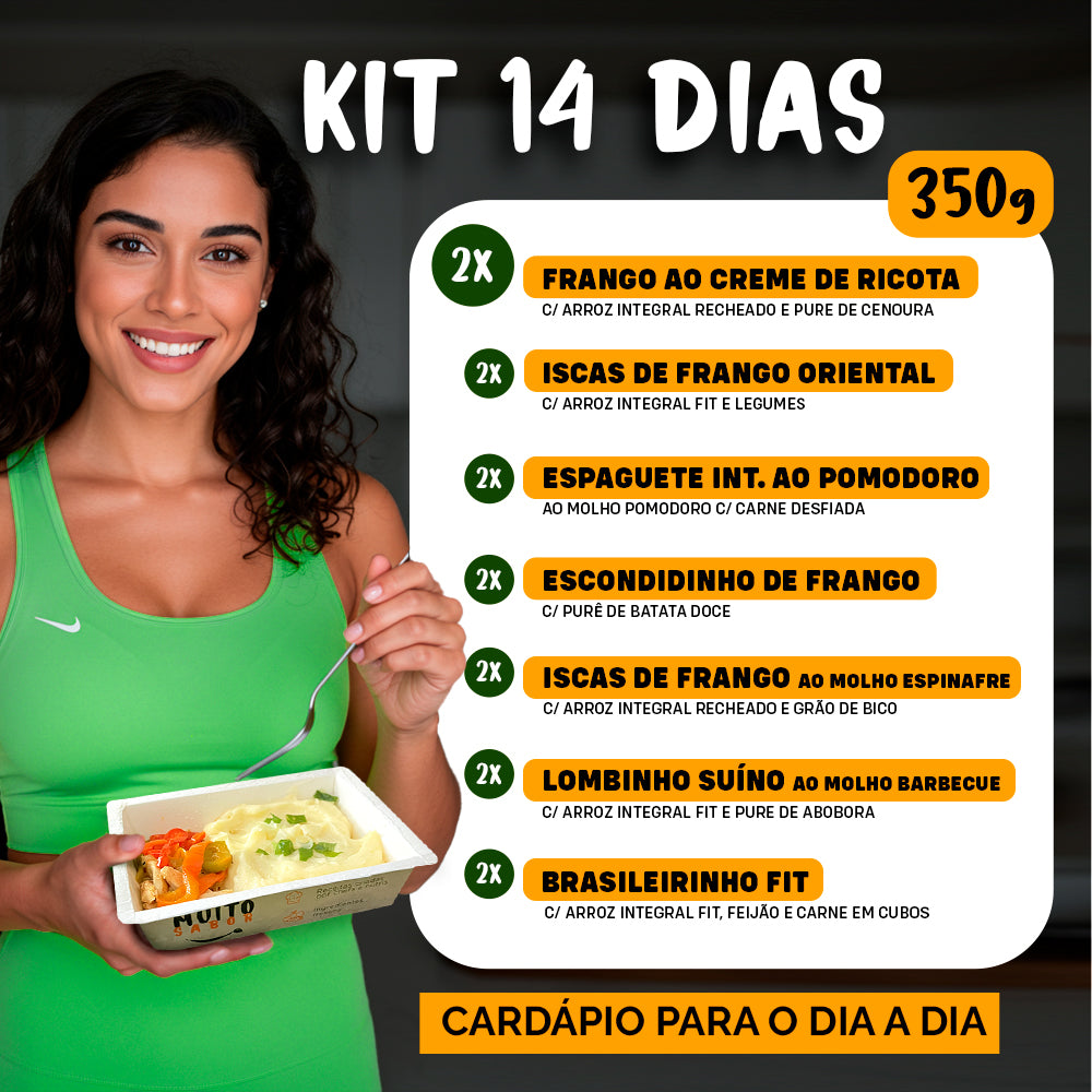 Kit Marmitas Fitness Almoço Dia a Dia 14 DIas - 350G