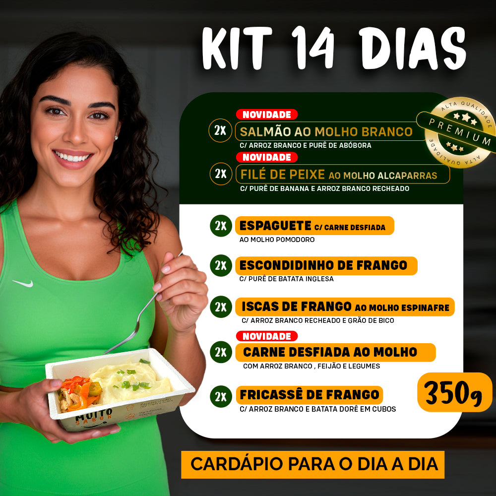 Kit Marmitas Fitness Almoço Dia a Dia 14 DIas - 350G