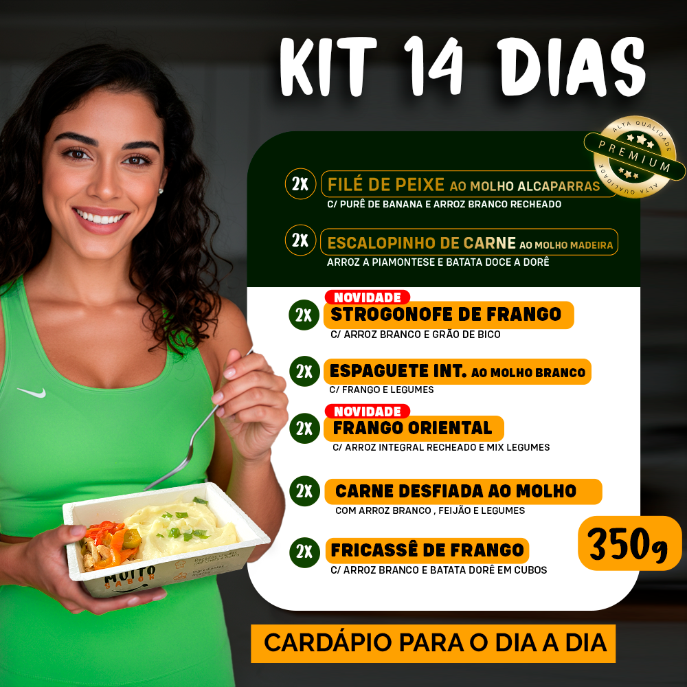 Kit Marmitas Fitness Almoço Dia a Dia 14 DIas - 350G