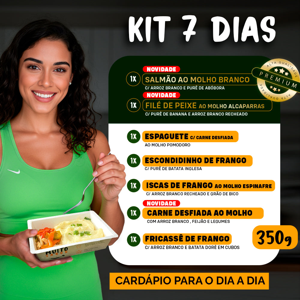 Kit Marmitas Fitness Almoço Dia a Dia 7 DIas- 350G