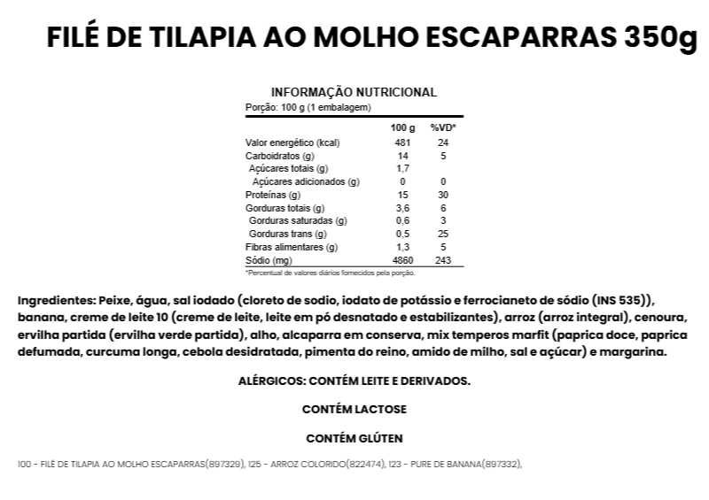 Filé de Peixe ao molho de Alcaparras -350g
