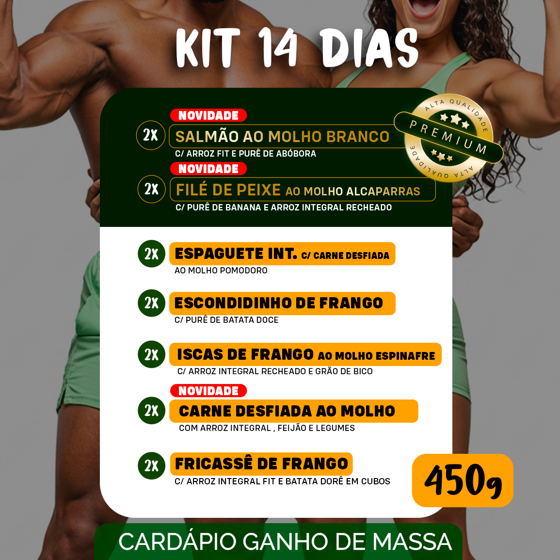 Kit Marmitas Fitness Almoço Turbinado 14 Dias - 450g