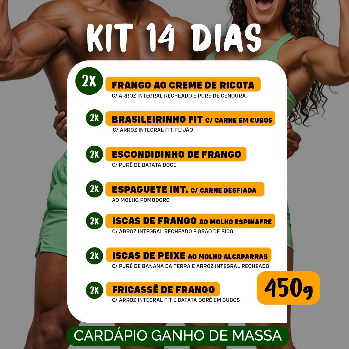 Kit Marmitas Fitness Almoço Turbinado 14 Dias - 450g