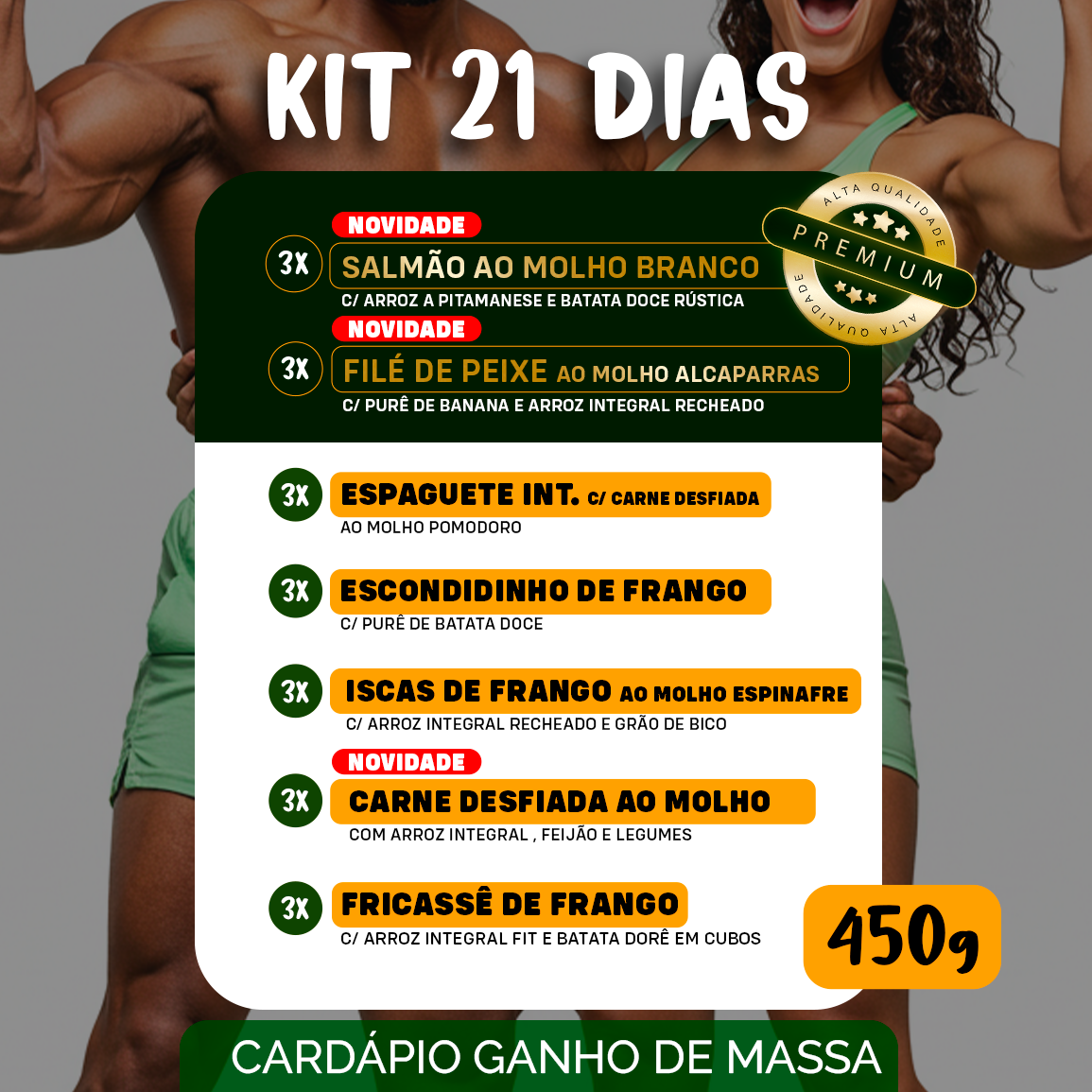 Kit Marmitas Fitness Almoço Turbinado 21 Dias - 450g