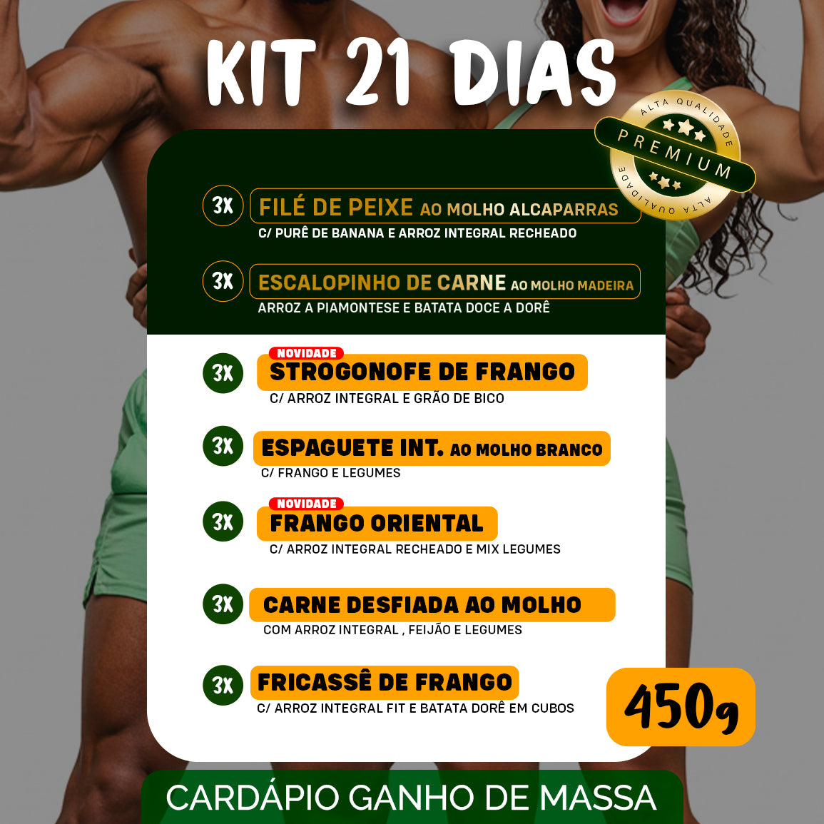 Kit Marmitas Fitness Almoço Turbinado 21 Dias - 450g