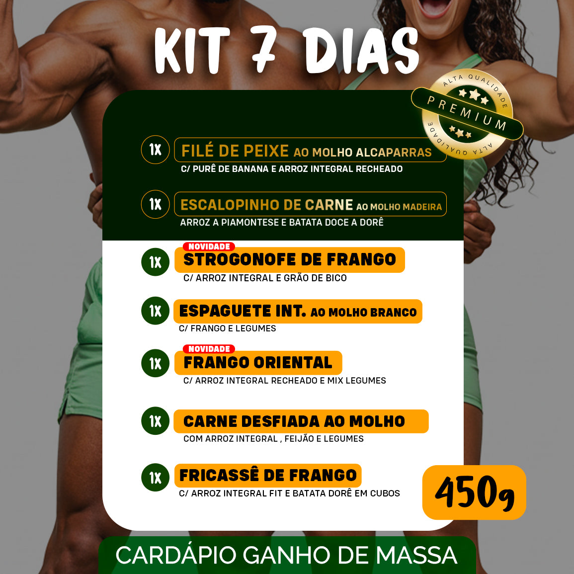 Kit Marmitas Fitness Almoço Turbinado 7 Dias - 450g