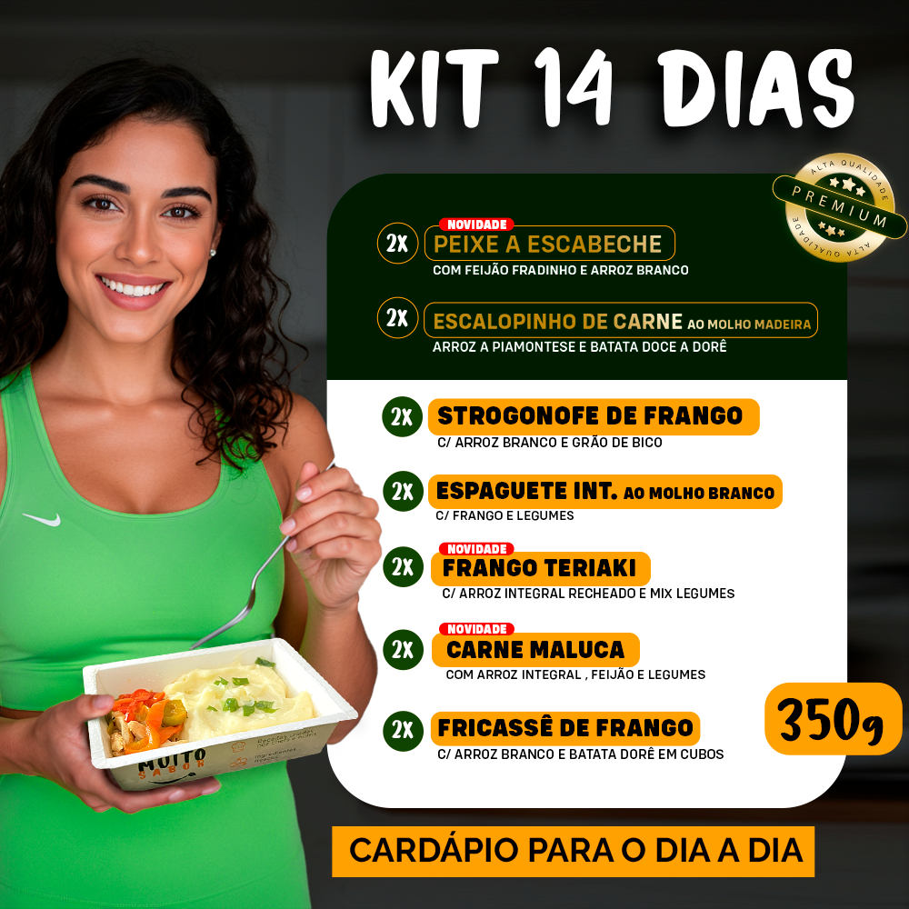 Kit Marmitas Fitness Almoço Dia a Dia 14 DIas - 350G