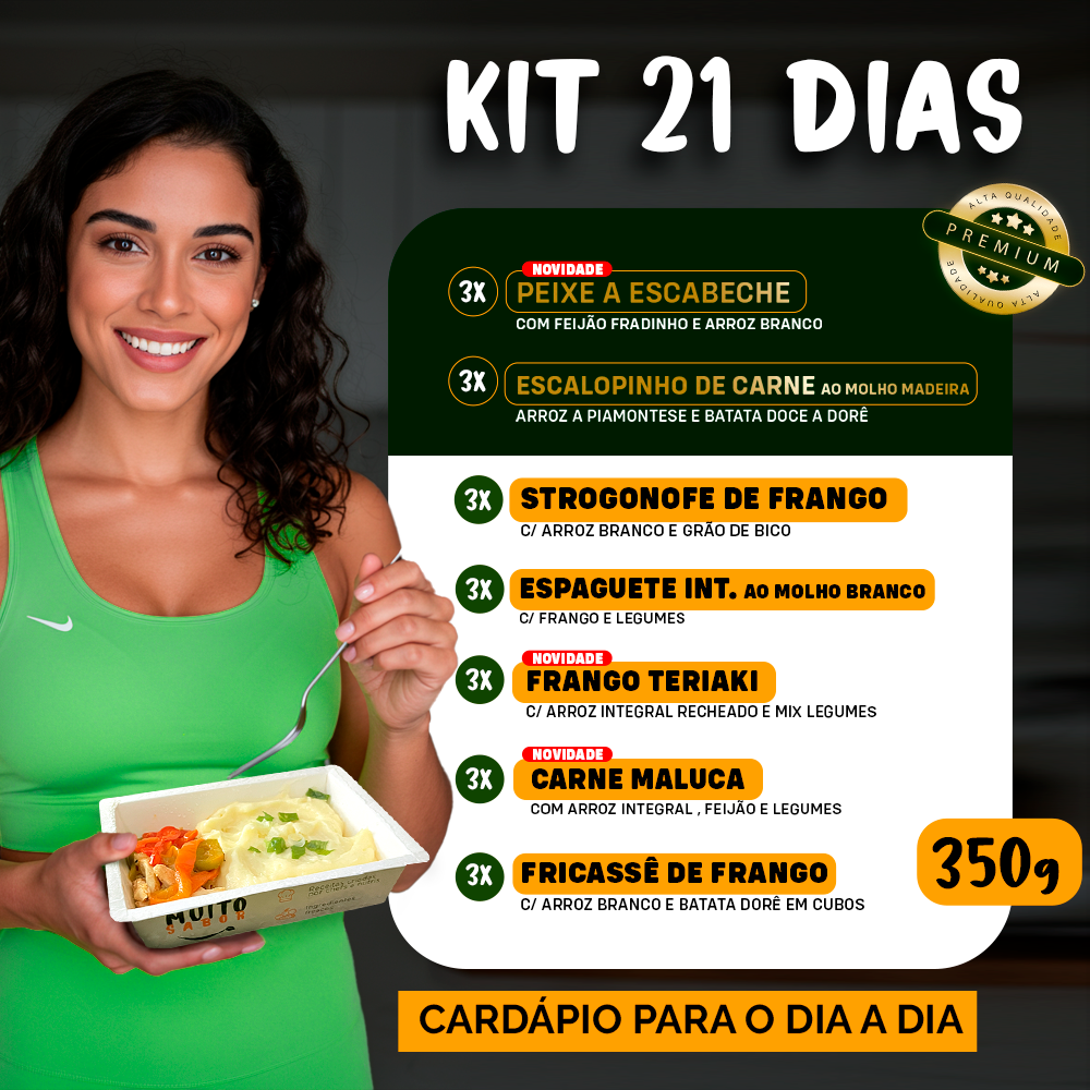 Kit Marmitas Fitness Almoço Dia a Dia 21 DIas - 350G