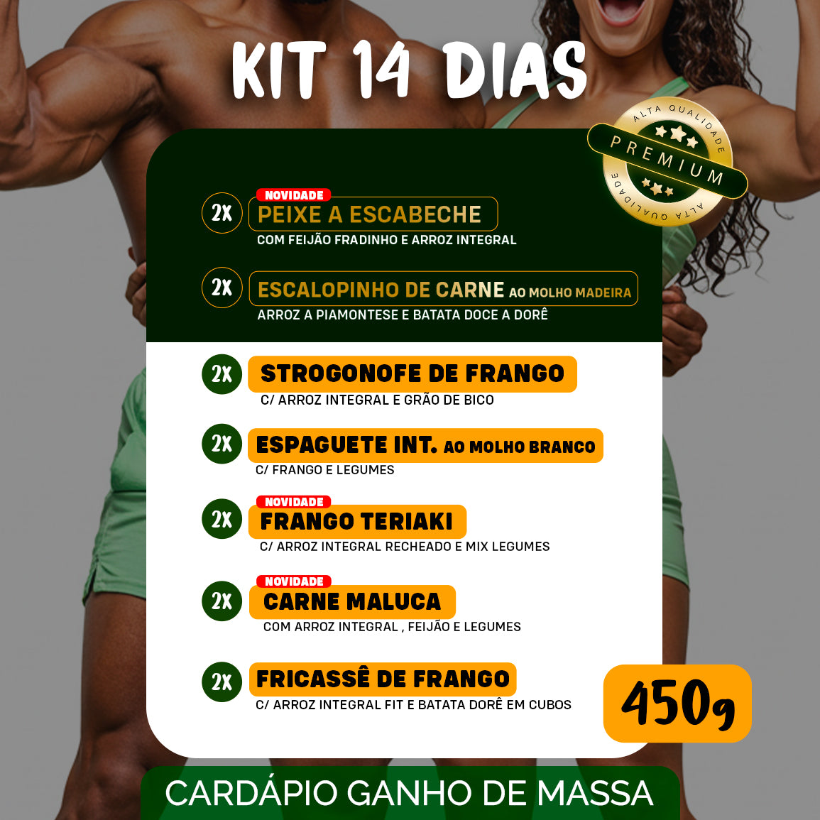 Kit Marmitas Fitness Almoço Turbinado 14 Dias - 450g