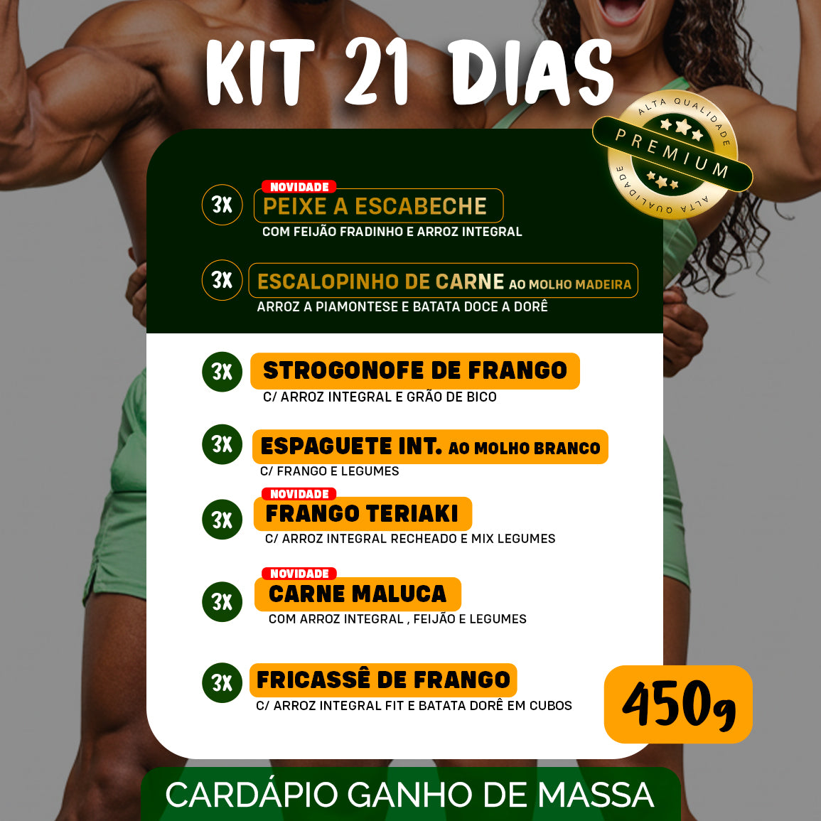 Kit Marmitas Fitness Almoço Turbinado 21 Dias - 450g