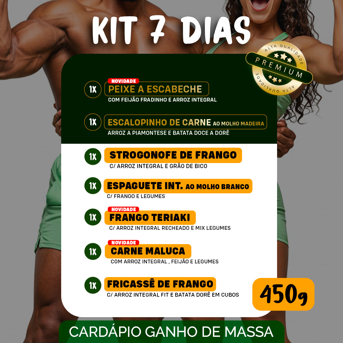 Kit Marmitas Fitness Almoço Turbinado 7 Dias - 450g
