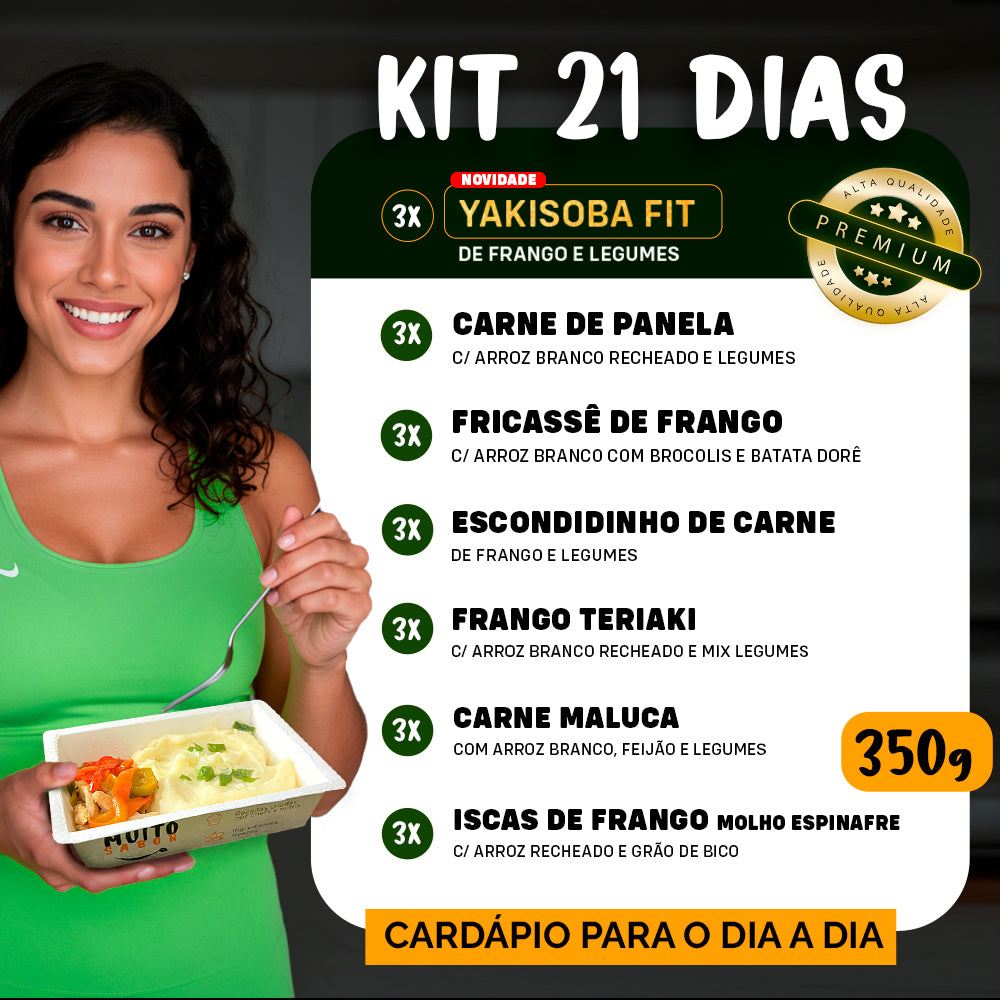 Kit Marmitas Fitness Almoço Dia a Dia 21 DIas - 350G