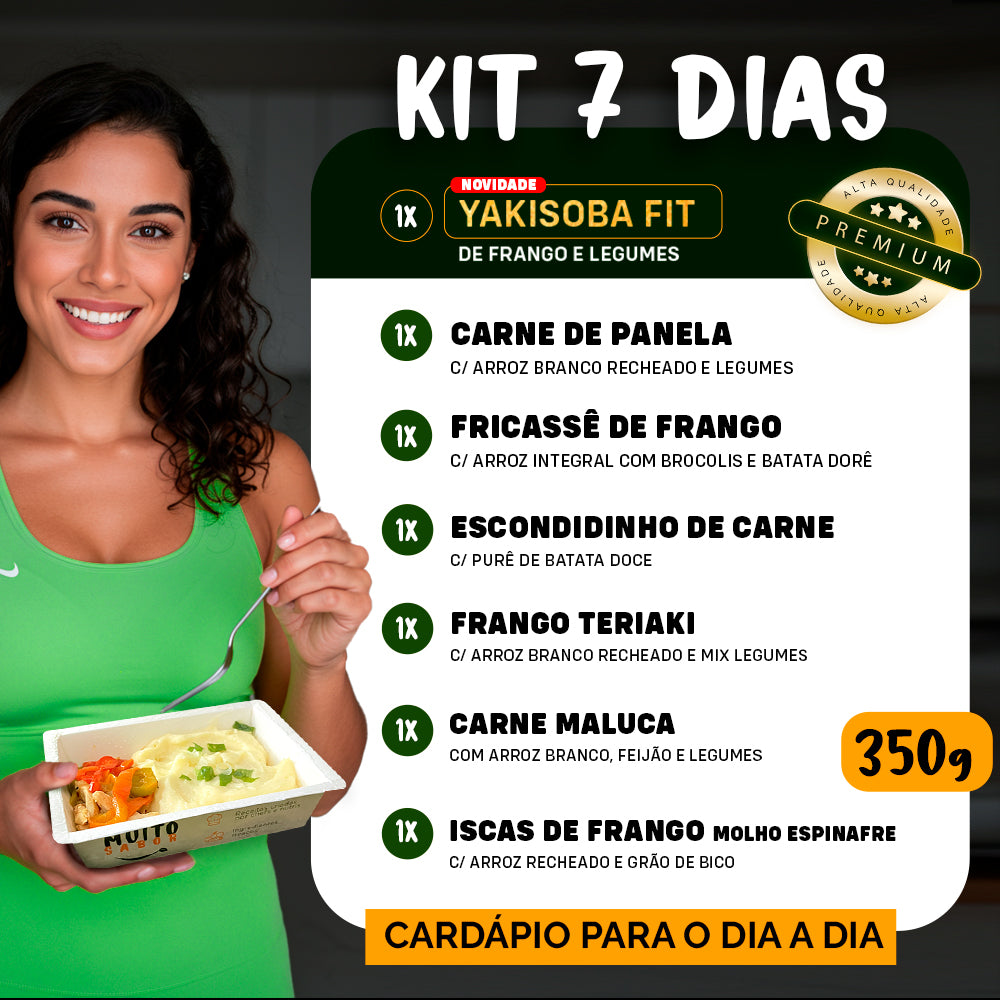 Kit Marmitas Fitness Almoço Dia a Dia 7 DIas- 350G