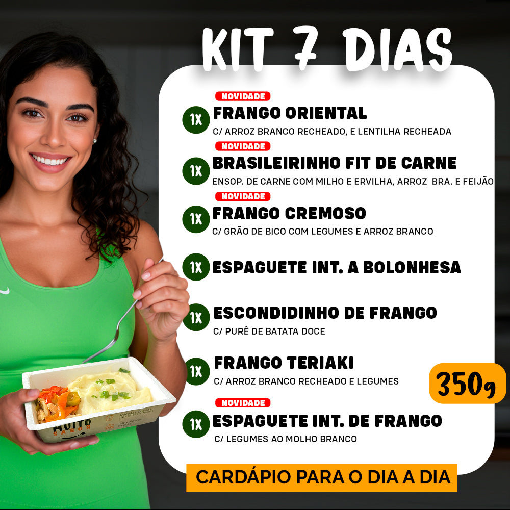 Kit Marmitas Fitness Almoço Dia a Dia 7 DIas- 350G
