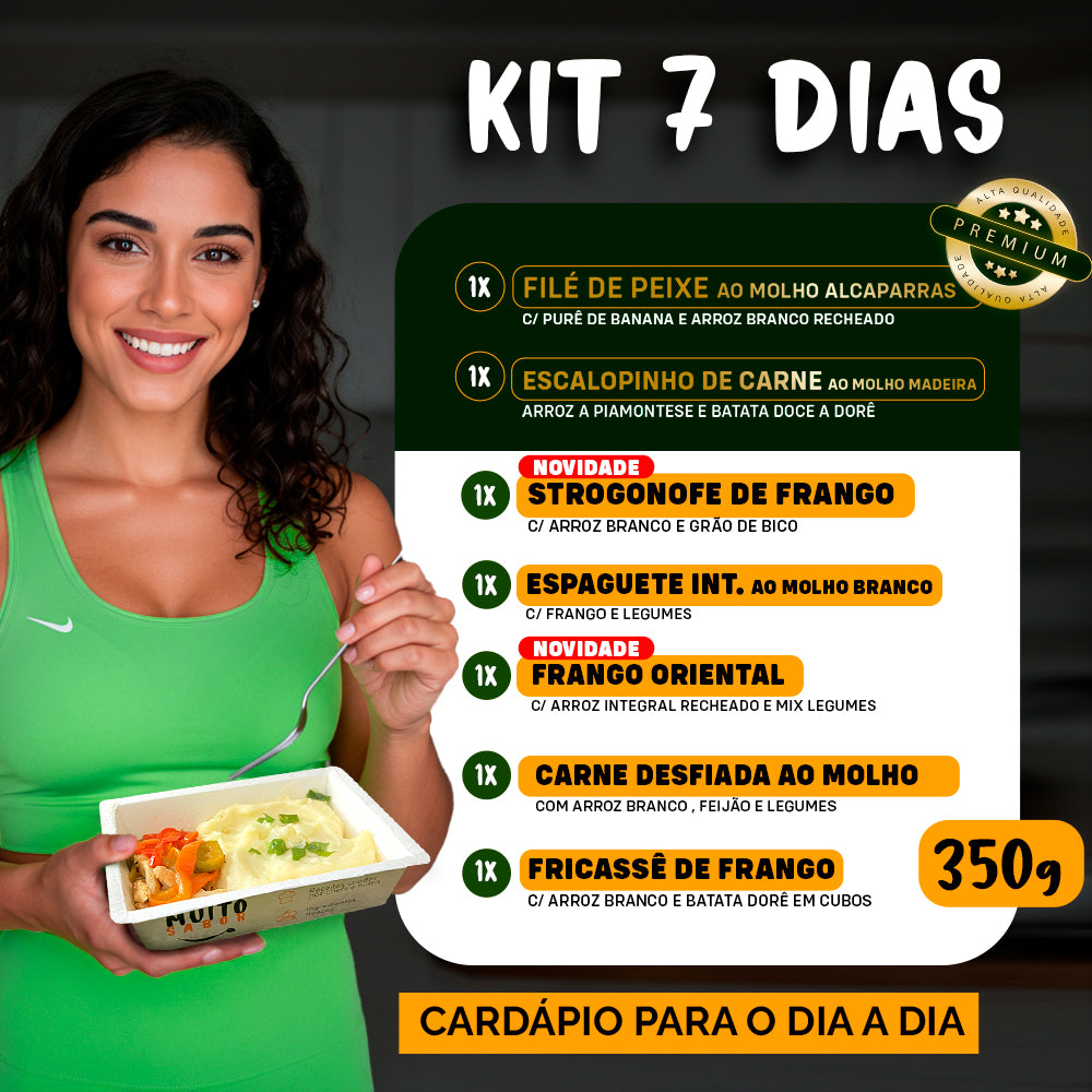 Kit Marmitas Fitness Almoço Dia a Dia 7 DIas- 350G