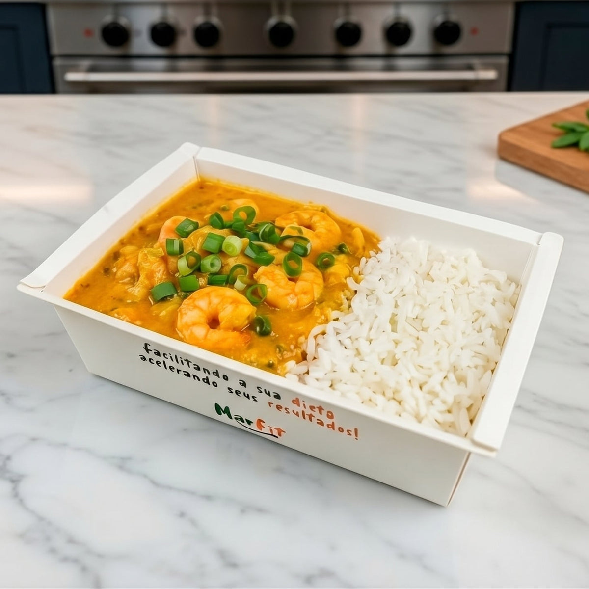 Bobó de camarão fit com arroz branco