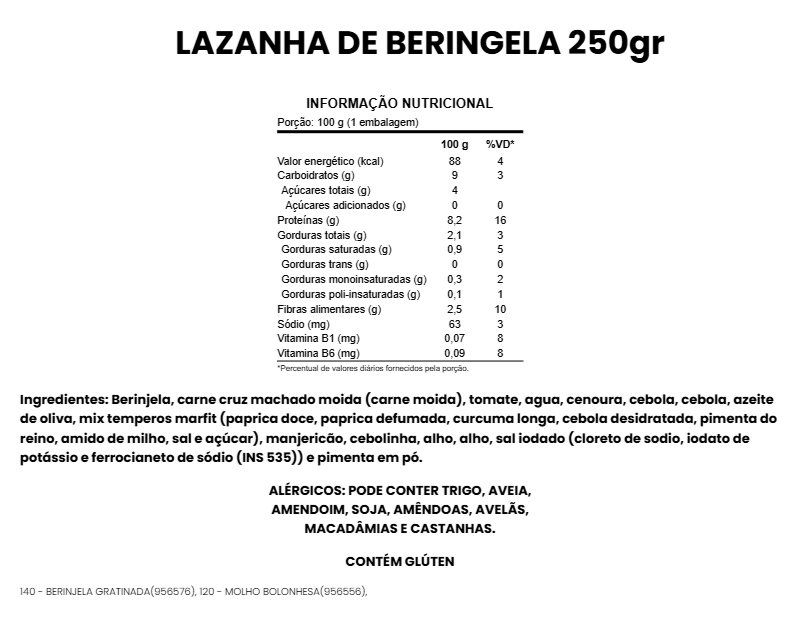 Lasanha de Beringela a bolonhesa - 328Kcal - Low Carb