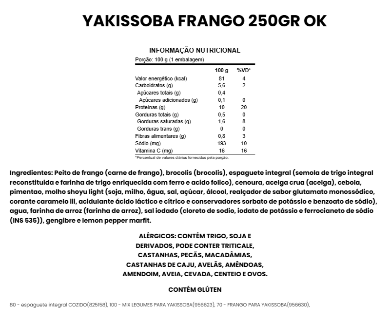 Yakisoba fit de Frango e legumes - 377Kcal