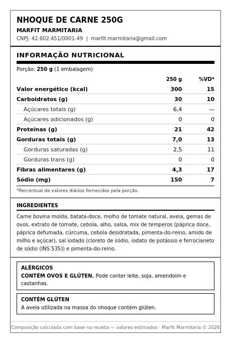 Nhoque de batata doce a bolonhesa - 300 Kcal