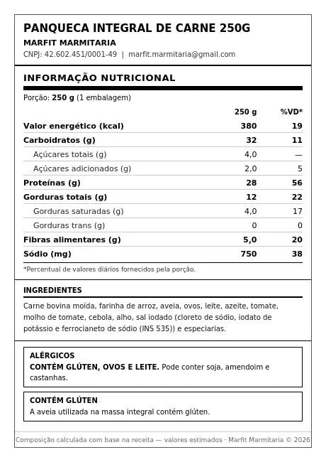 Panqueca Int. de carne ao molho pomodoro
